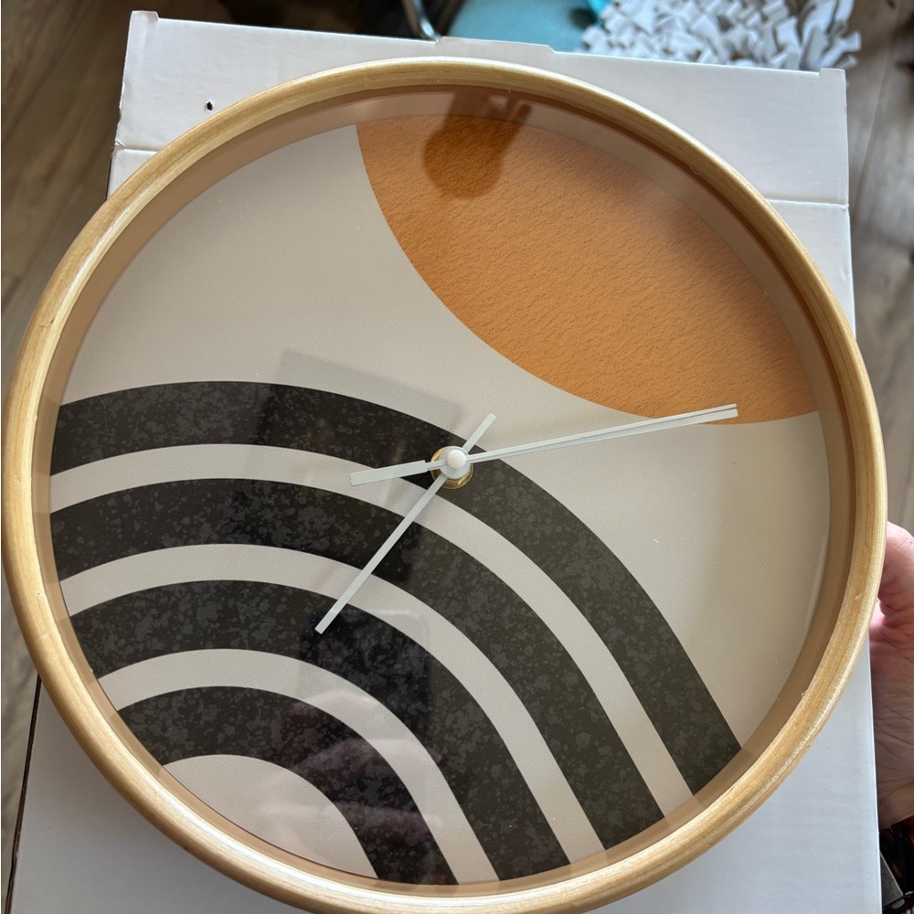 Society6 Tan and Black Geometric Wall Clock